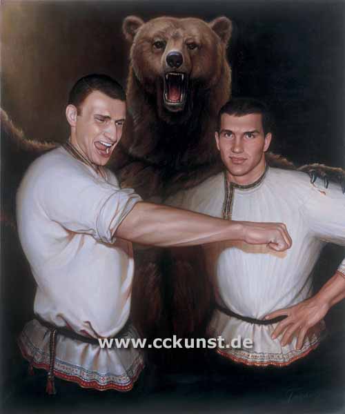 KLITSCHKO Brüder mit Bär